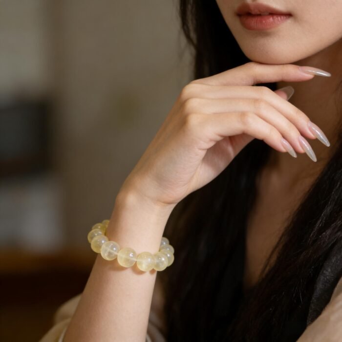 Natural Fluorescent Lemon Quartz Beaded Bracelet | Solar Plexus Chakra Gem for Joy, Vitality & Bright Energy - Image 3