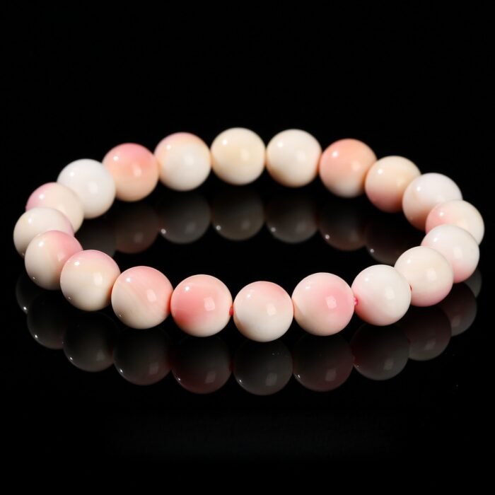 Natural Queen Conch Beaded Bracelet | Blush & Cream Gemstone for Feminine Elegance & Gentle Energy - Image 7