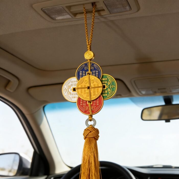 Feng Shui Five Wealth Gods Hanging – Colorful Five Emperor Coins with God of Wealth Eye for Luck & Prosperity - Image 3