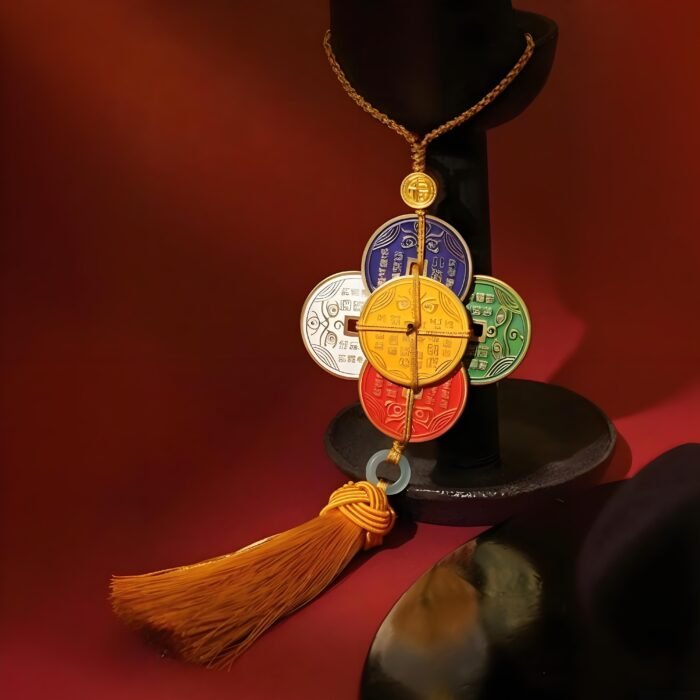 Feng Shui Five Wealth Gods Hanging – Colorful Five Emperor Coins with God of Wealth Eye for Luck & Prosperity - Image 7