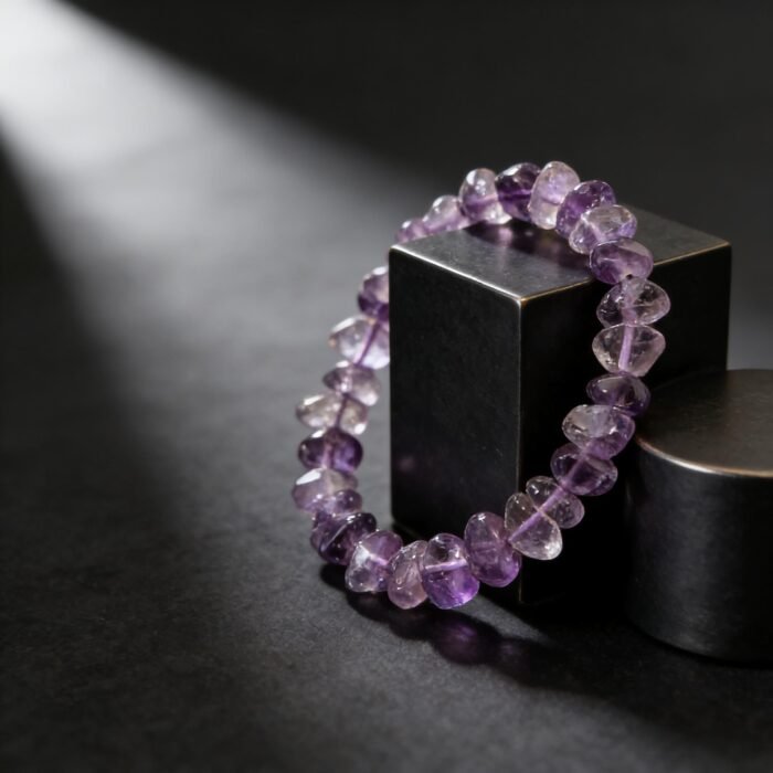 Natural Raw Lavender Quartz Chip Bracelet | Crown Chakra Gem for Calm & Boho Minimalist Style - Image 2