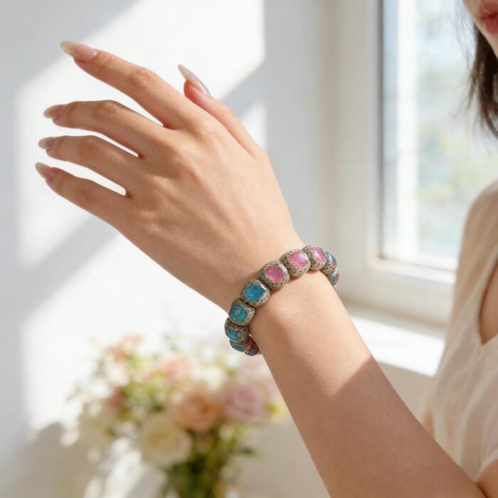 Colorful Abalone Inlaid Moon & Star Bodhi Bracelet | Spiritual Protection & Prosperity Gemstone Jewelry - Image 3