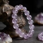 Natural Lavender Rabbit Hair Quartz Beaded Bracelet | Crown Chakra Gem for Gentle Calm & Dreamy Purple Style - Image 2