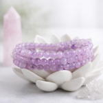 Natural Lavender Kunzite 3-Loop Wrap Bracelet | Heart Chakra Gem for Emotional Healing & Romantic Layered Style