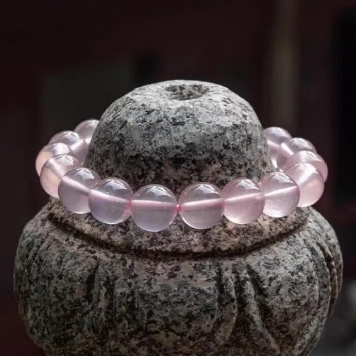 Lotus Pink Rose Quartz Beaded Bracelet | Heart Chakra Crystal for Self-Love, Compassion & Gentle Joy - Image 2