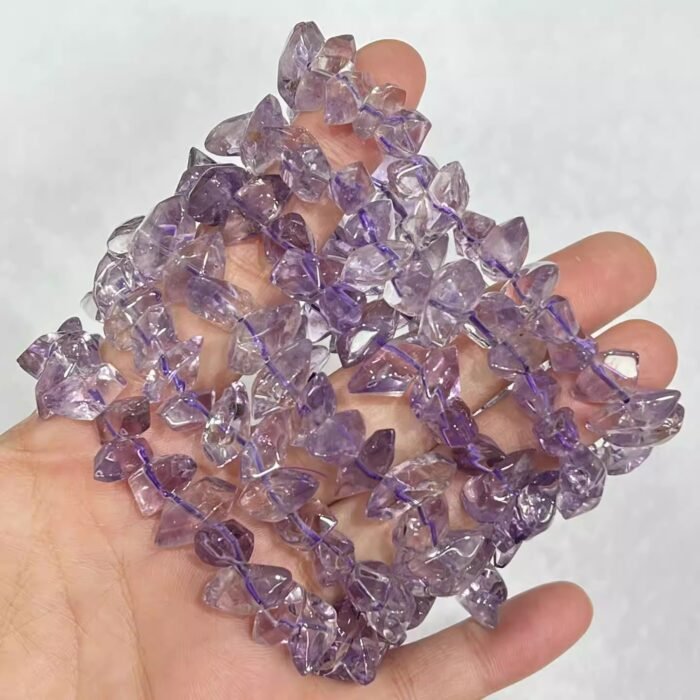 Natural Raw Lavender Quartz Chip Bracelet | Crown Chakra Gem for Calm & Boho Minimalist Style - Image 5