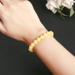 Natural Butterscotch Amber Beeswax Bracelet | Solar Plexus Gem for Warmth & Grounding Energy - Image 4