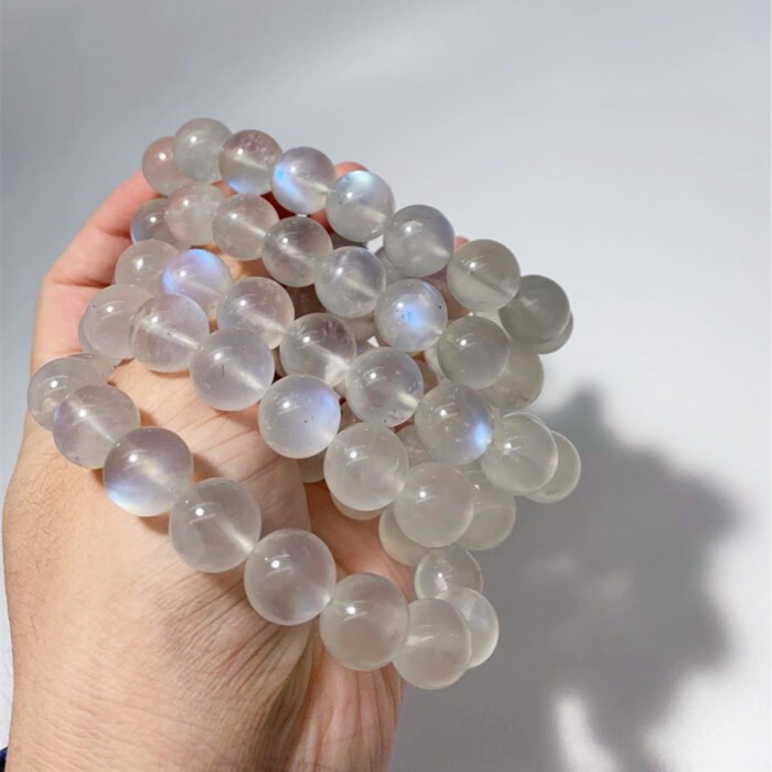 Natural Blue Moonstone Beaded Bracelet | Lunar Calm Gem for Ethereal Blue Glow & Emotional Balance - Image 4
