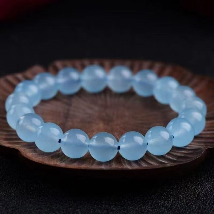 Natural Aquamarine Beaded Bracelet | Throat Chakra Crystal for Calm, Clarity & Sea-Inspired Protection - Image 7