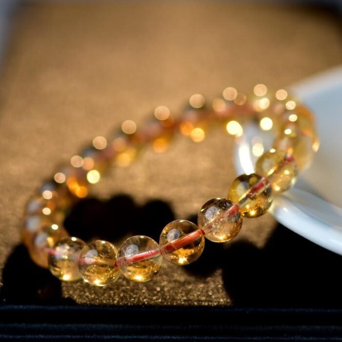 Natural Intense Golden Azeztulite Beaded Bracelet | Solar Plexus Gem for High Vibrations & Abundance - Image 2