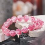 Natural Rhodonite "Cherry Blossom Rain" Beaded Bracelet | Heart Chakra Crystal for Romantic Vitality, Emotional Healing & Pink Elegance - Image 4