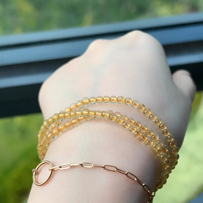 Natural Mini Golden Tower Quartz Wrap Bracelet (3 Loops) | Solar Plexus Gem for Abundance & Dainty Layered Style - Image 4