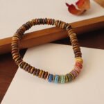 Dopamine Volcanic Stone + Tiger Eye Slice "Money String" Bracelet | Copper Gold Accents – Grounding Boho Statement Piece - Image 2