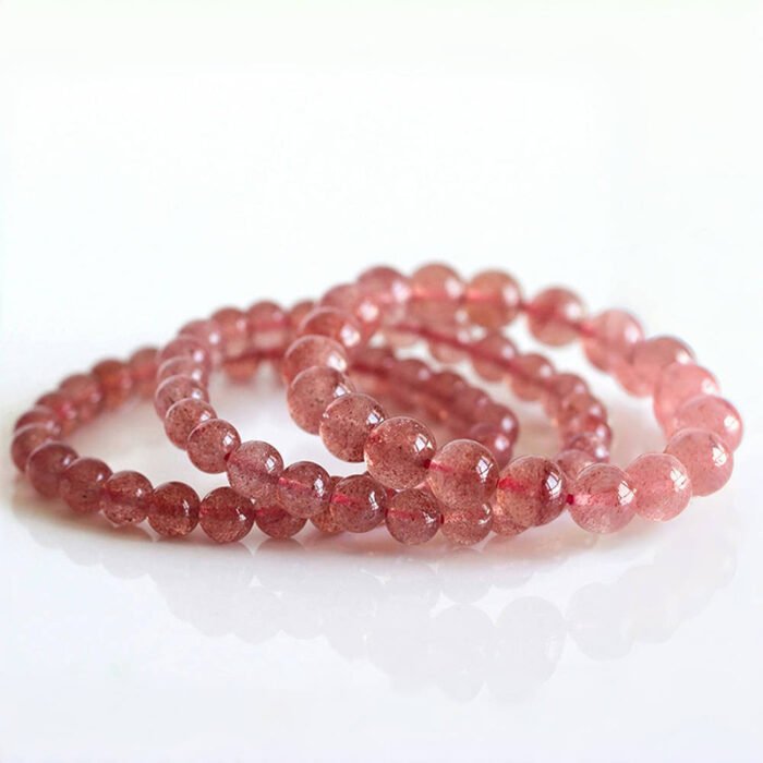 Natural Ice Strawberry Quartz Beaded Bracelet | Heart Chakra Gem for Love, Romance & Attracting Positive Connections - Image 7