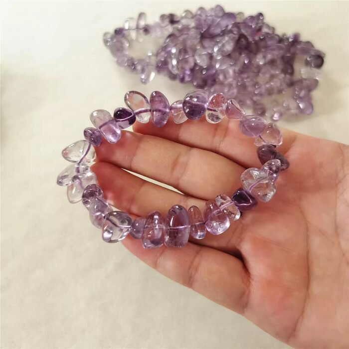 Natural Raw Lavender Quartz Chip Bracelet | Crown Chakra Gem for Calm & Boho Minimalist Style - Image 4