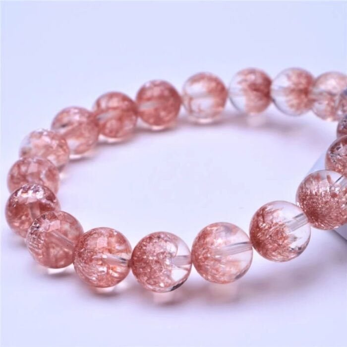 Pink Fireworks Quartz Beaded Bracelet | Sparkling Heart Chakra Crystal for Joy, Positivity & Inner Glow - Image 4