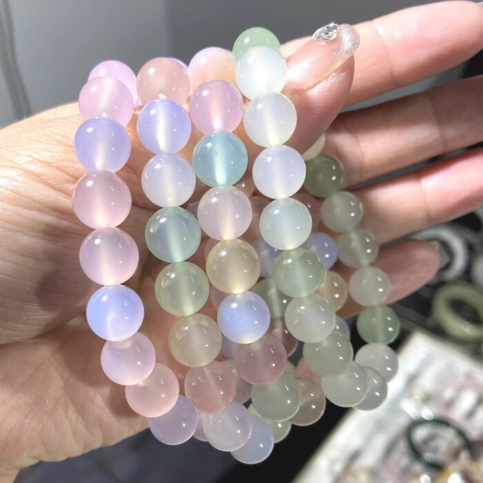Natural Multi-Color Chalcedony Beaded Bracelet | Chakra Balance Gem for Calm & Pastel Rainbow Style - Image 7
