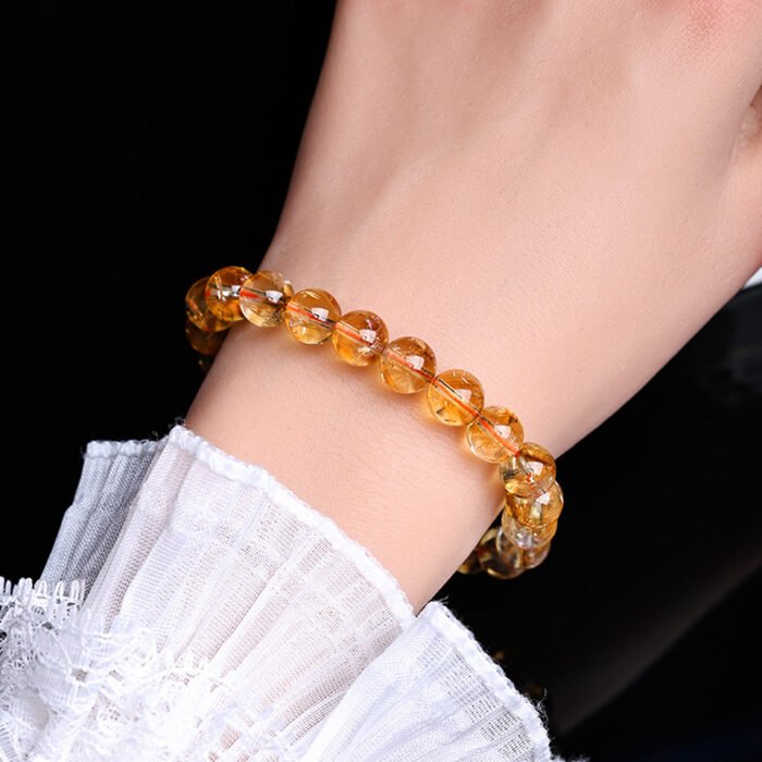 Natural Intense Golden Azeztulite Beaded Bracelet | Solar Plexus Gem for High Vibrations & Abundance - Image 3