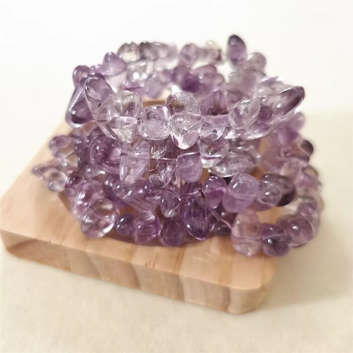 Natural Raw Lavender Quartz Chip Bracelet | Crown Chakra Gem for Calm & Boho Minimalist Style - Image 7