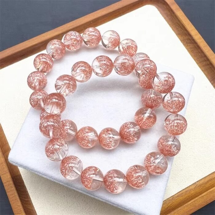 Pink Fireworks Quartz Beaded Bracelet | Sparkling Heart Chakra Crystal for Joy, Positivity & Inner Glow - Image 7