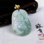 Natural Grade A Jadeite Laughing Buddha Pendant – Hand-Carved Green Feicui Talisman for Joy & Prosperity - Image 3