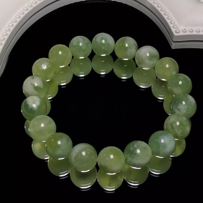 Apple Green Prehnite Beaded Bracelet | Heart Chakra Crystal for Abundance, Calm & Growth - Image 2