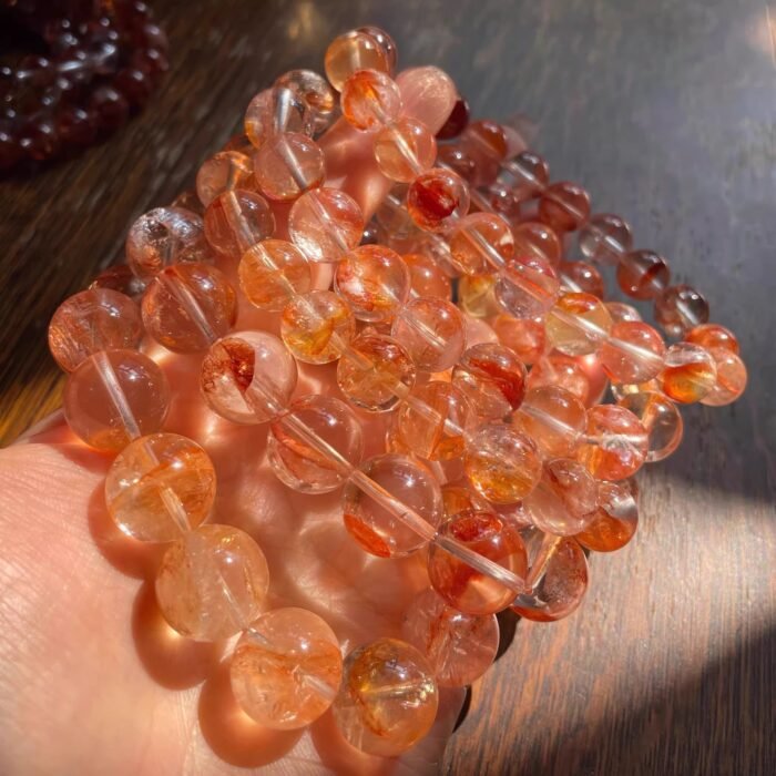 Red Phantom Quartz Beaded Bracelet | Root Chakra Crystal for Courage, Emotional Healing & Vibrant Energy - Image 7