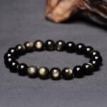 Natural Gold Sheen Obsidian Beaded Bracelet | Root Chakra Crystal for Protection, Abundance & Bold Luminous Style - Image 2