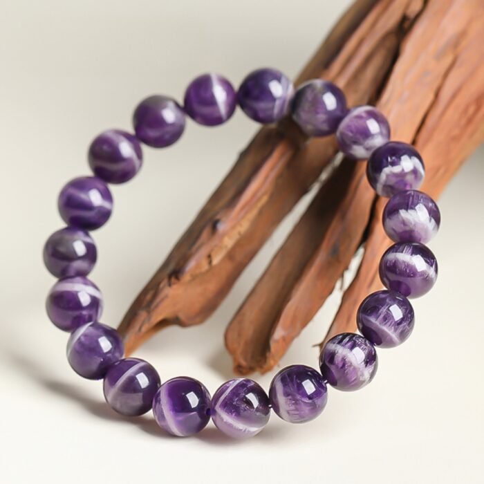 Natural "Lavender Layered" Chevron Amethyst Beaded Bracelet | Third Eye Chakra Crystal for Spiritual Clarity & Dreamy Purple Elegance - Image 2