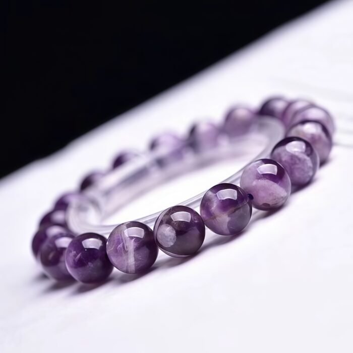 Natural "Lavender Layered" Chevron Amethyst Beaded Bracelet | Third Eye Chakra Crystal for Spiritual Clarity & Dreamy Purple Elegance - Image 4