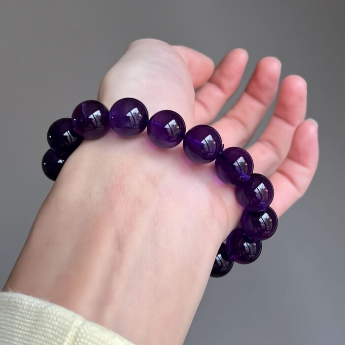 Natural Uruguayan "Blackcurrant" Amethyst Beaded Bracelet | Third Eye Chakra Crystal for Deep Calm & Rich Purple Luxury - Image 3