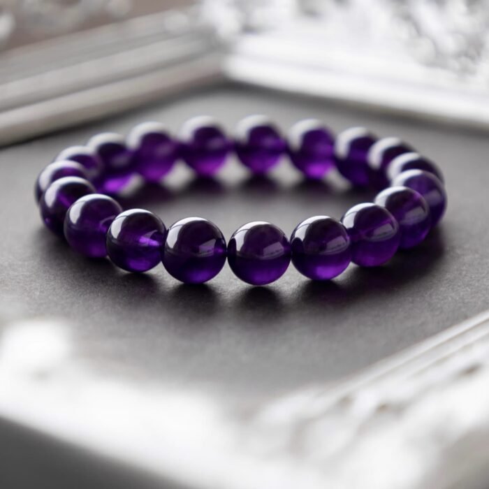 Natural Uruguayan "Blackcurrant" Amethyst Beaded Bracelet | Third Eye Chakra Crystal for Deep Calm & Rich Purple Luxury - Image 5
