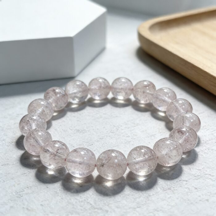Natural Rose Azeztulite Faceted Beaded Bracelet | Heart Chakra Gem for Love & High-Vibe Energy - Image 7