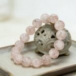 Natural Rose Azeztulite Faceted Beaded Bracelet | Heart Chakra Gem for Love & High-Vibe Energy