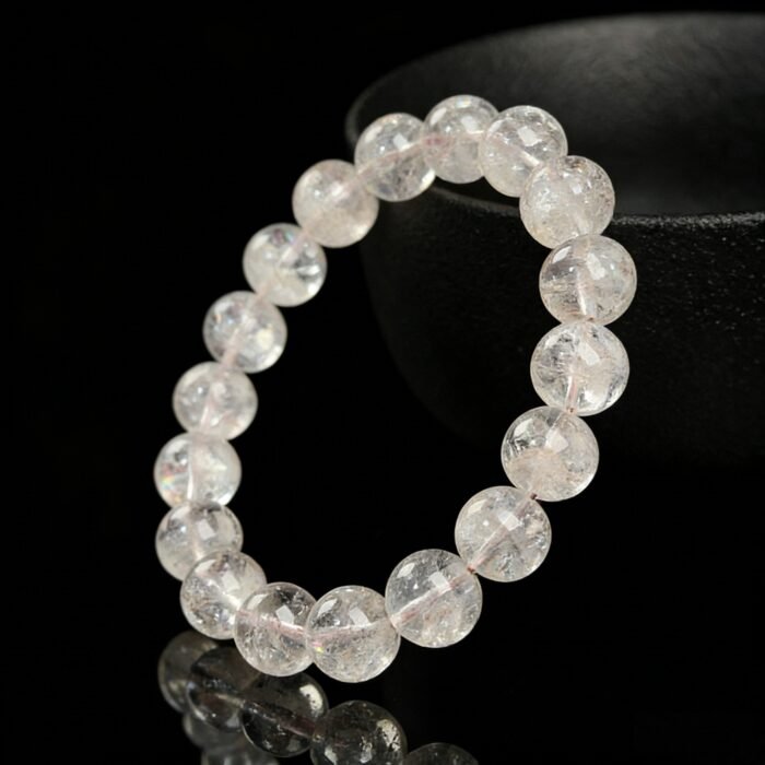 Natural Rose Azeztulite Faceted Beaded Bracelet | Heart Chakra Gem for Love & High-Vibe Energy - Image 6