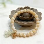 Natural Milk Tea Trochus Shell Bead & Pinecone Charm Bracelet | Ocean-Inspired Healing & Abundance Jewelry