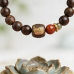 Premium Meditation Agarwood Bracelet 8mm – Handcrafted Wild "Jadeized Nine" Beads with Red Agate Accent | Calm, Abundance & Root Chakra Grounding Jewelry - Image 5