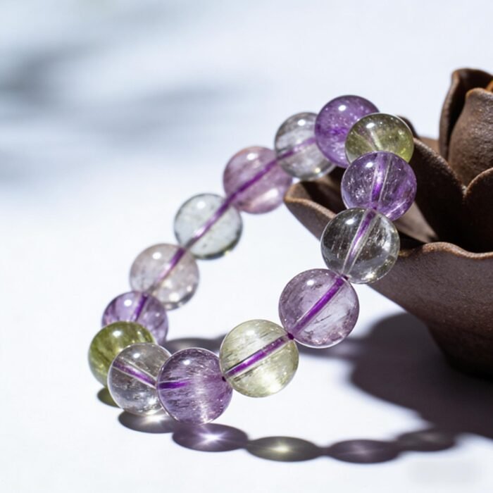 1 Natural Colorful Tremolite Cat's Eye Kunzite Bracelet | Emotional Healing & Intuition Crystal Jewelry - Image 1