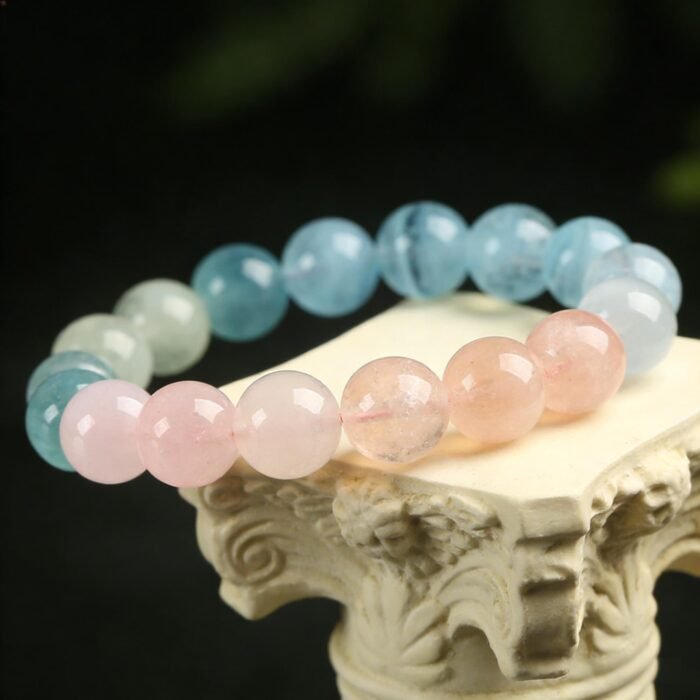 Natural Pastel Gradient Morganite Bracelet | Heart Chakra Healing & Love Attraction Jewelry - Image 2