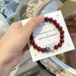 Natural Purple Cinnabar & Orange Sunstone Bracelet | Protection, Prosperity & Emotional Healing Jewelry - Image 6