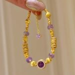 Natural Amethyst & Gold-Filled "Pan Chan" Link Bracelet | Wisdom, Prosperity & Protection Gemstone Jewelry - Image 6