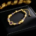 Natural Amethyst & Gold-Filled "Pan Chan" Link Bracelet | Wisdom, Prosperity & Protection Gemstone Jewelry - Image 2