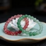 Natural Gradient Strawberry Quartz Bracelet Set (2 Styles) | Pink for Love & Healing, Green for Career & Confidence Jewelry - Image 2