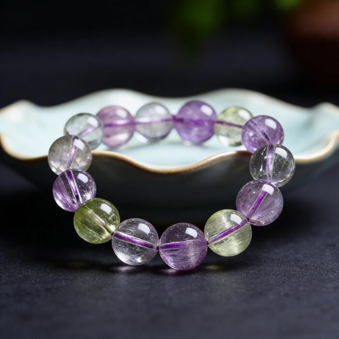 Natural Colorful Tremolite Cat's Eye Kunzite Bracelet | Emotional Healing & Intuition Crystal Jewelry - Image 2