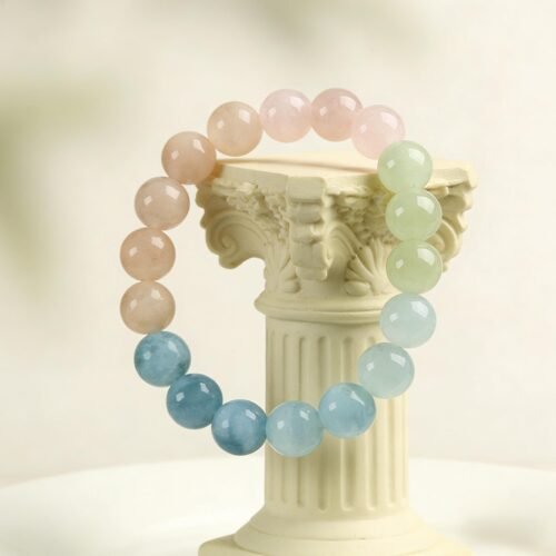 Natural Pastel Gradient Morganite Bracelet | Heart Chakra Healing & Love Attraction Jewelry