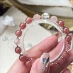 Natural Strawberry Quartz & Clear Quartz with Moon Zircon Bracelet | Love, Charm & Positive Energy Jewelry - Image 5