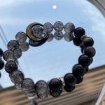 Natural Black Rutilated Quartz & Silver Obsidian Moon Bracelet | Ethnic Style Protection & Spiritual Jewelry - Image 6