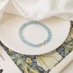 Natural Aquamarine & Austrian Crystal Bracelet | Throat Chakra Healing & Confident Expression Jewelry - Image 7