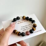 Natural Obsidian, Tiger's Eye & Red Copper Rutilated Quartz Bracelet | Protection, Courage & Prosperity Jewelry - Image 6