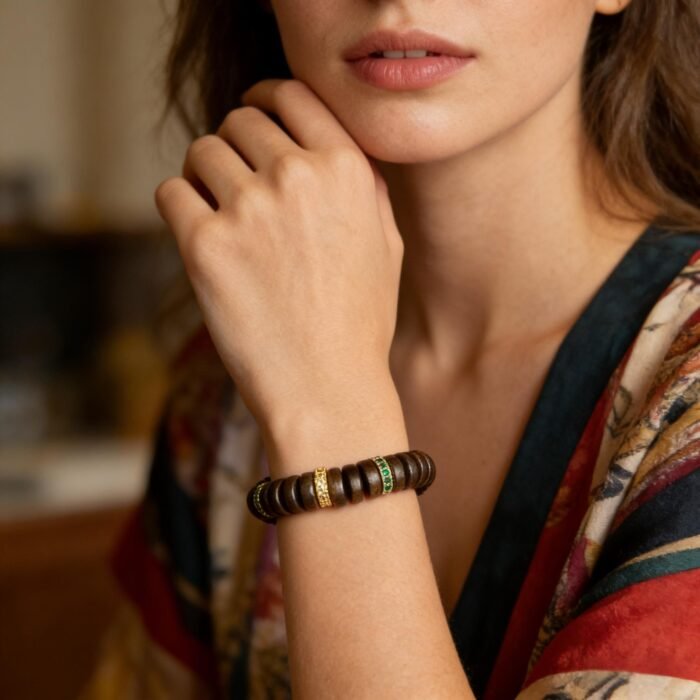 Starry Night White Kyara Agarwood Bracelet | 7mm/8mm High-Density Wavy Disc Beads | Single Strand Luxury Aromatherapy Jewelry - Image 4